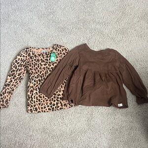 Brown and Leopard Print Kids Tops